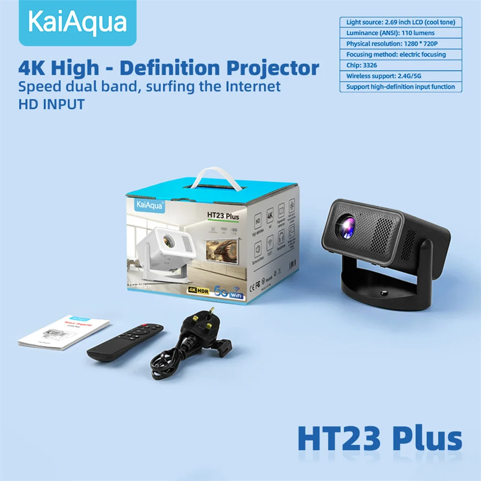 جهاز عرض KaiAqua HT23 PLUS 4K Android 11 Dual Wifi...