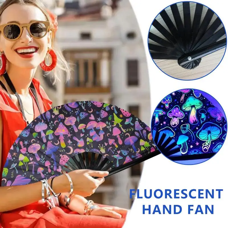 Handheld Folding Fan Fluorescent Handheld Collapsible Fans Cute Collapsible Fans For Summer Portable Hand For Travel Home