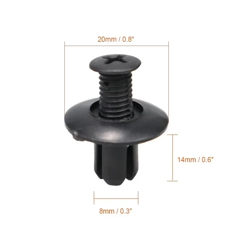 자동차 범퍼 펜더용 8mm 플라스틱 리벳 패스너, Toyota, Nissan, Kia, Yamaha용 검정색 클립