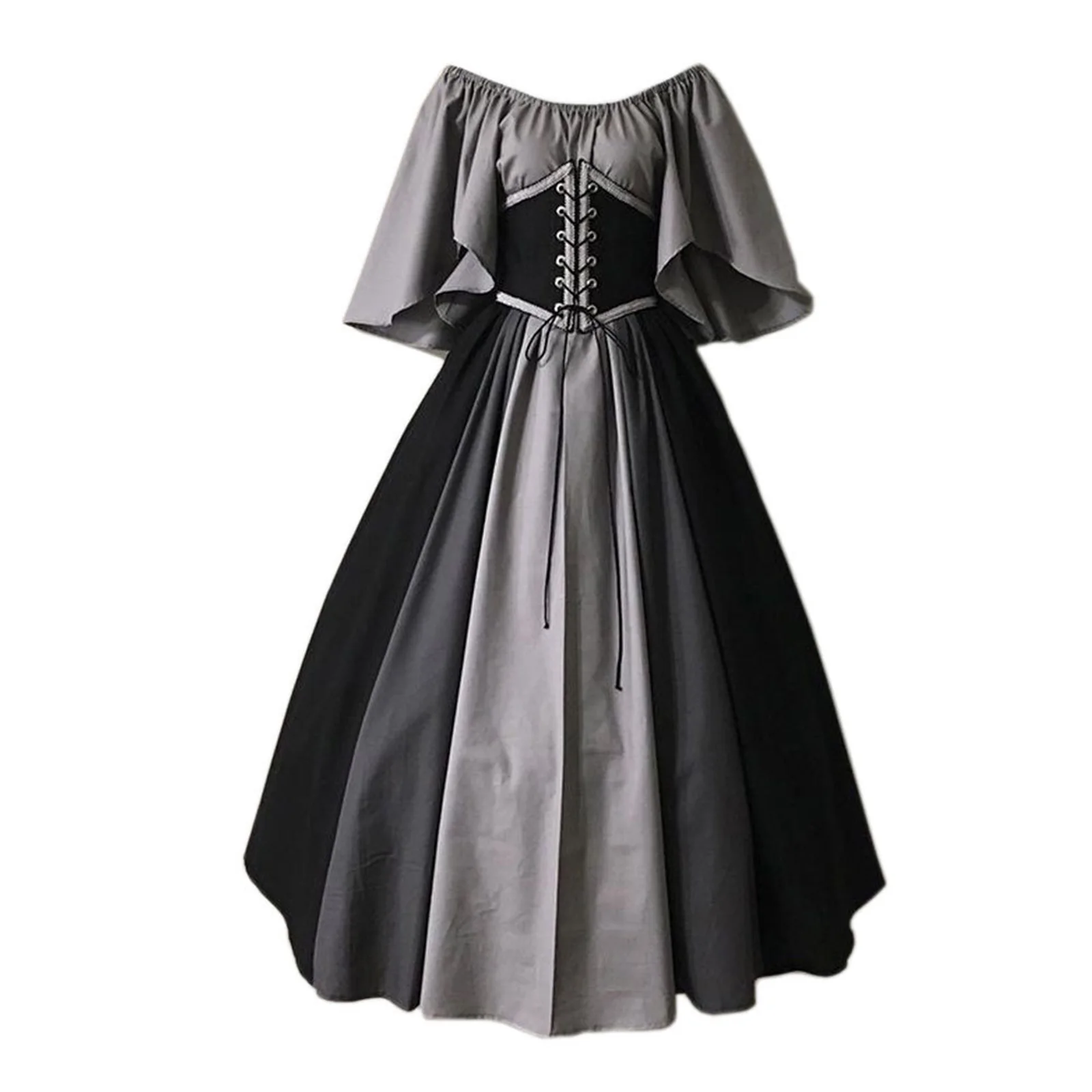 thumbnail image 1 of Disfraz de Cosplay medieval para mujer, vestido gótico renacentista con corsé para Halloween, vestido de fiesta de carnaval con mangas acampanadas, 1 of 5