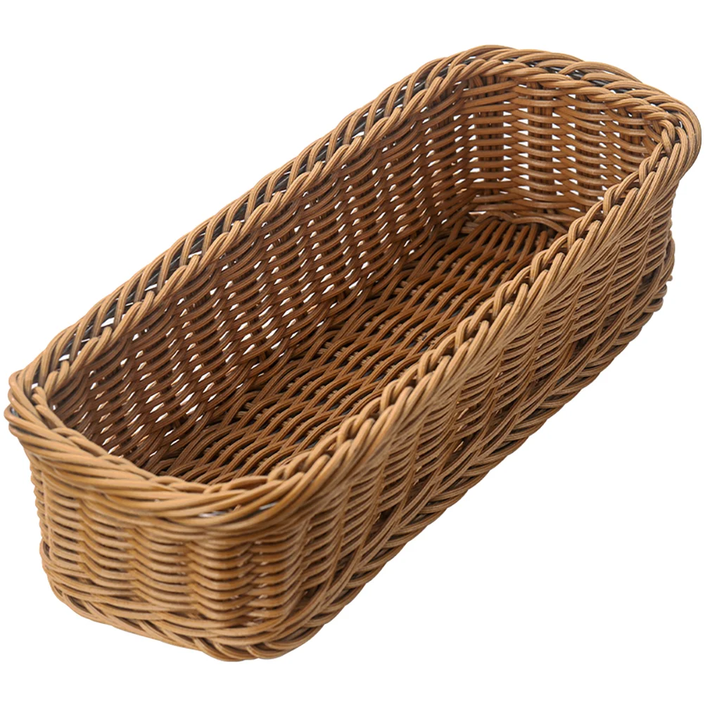 

Cutlery Storage Basket Tableware Woven Tray Wicker Flatware Container Imitation Rattan Weaving Pp Dinnerware Plastic Bread