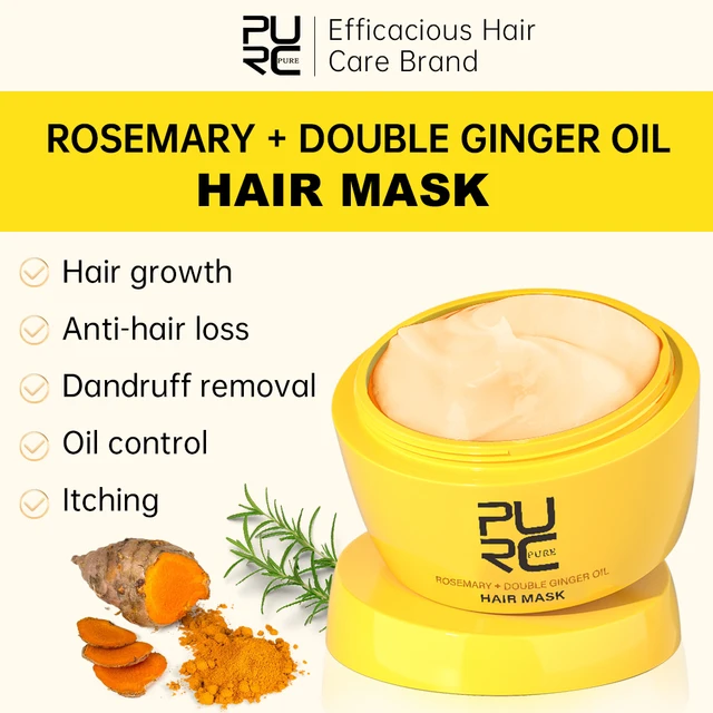 PURC Ginger Rosemary Hair Mask Smoothing Repair Damaged Frizz Deep Conditioning Hair Care Buy One Get One Free
