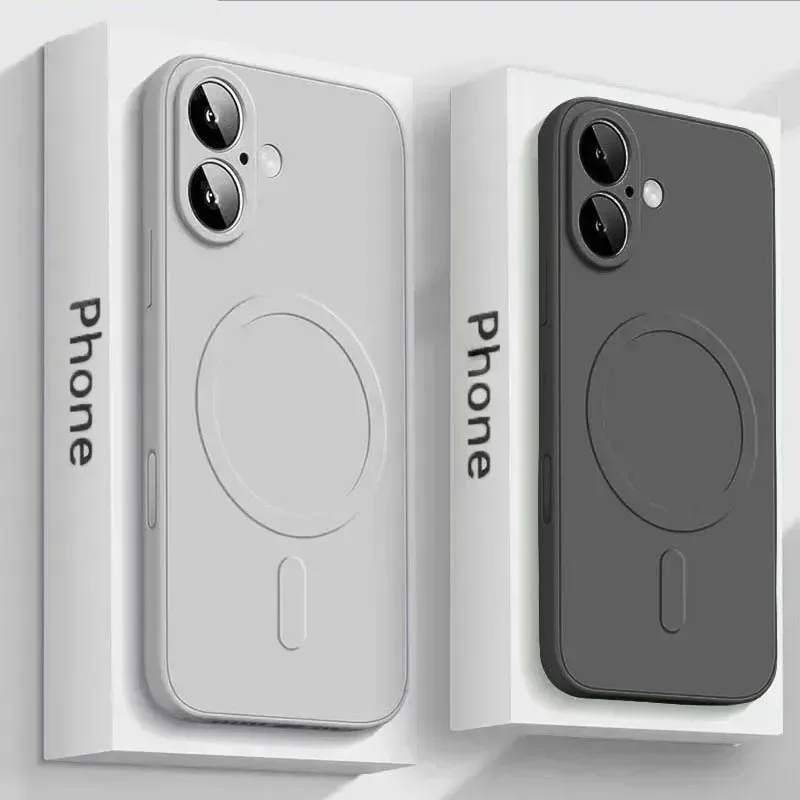Luxury Magnetic Liquid Silicone Soft Phone Case with Wireless Charging Compatibility