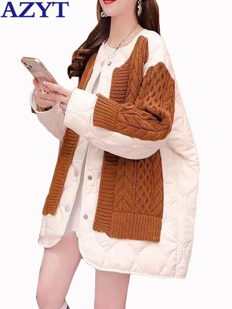 

Женская зимняя куртка, утепленные теплые парки, женские вязаные лоскутные куртки с хлопковой подкладкой, женские универсальные свободные куртки