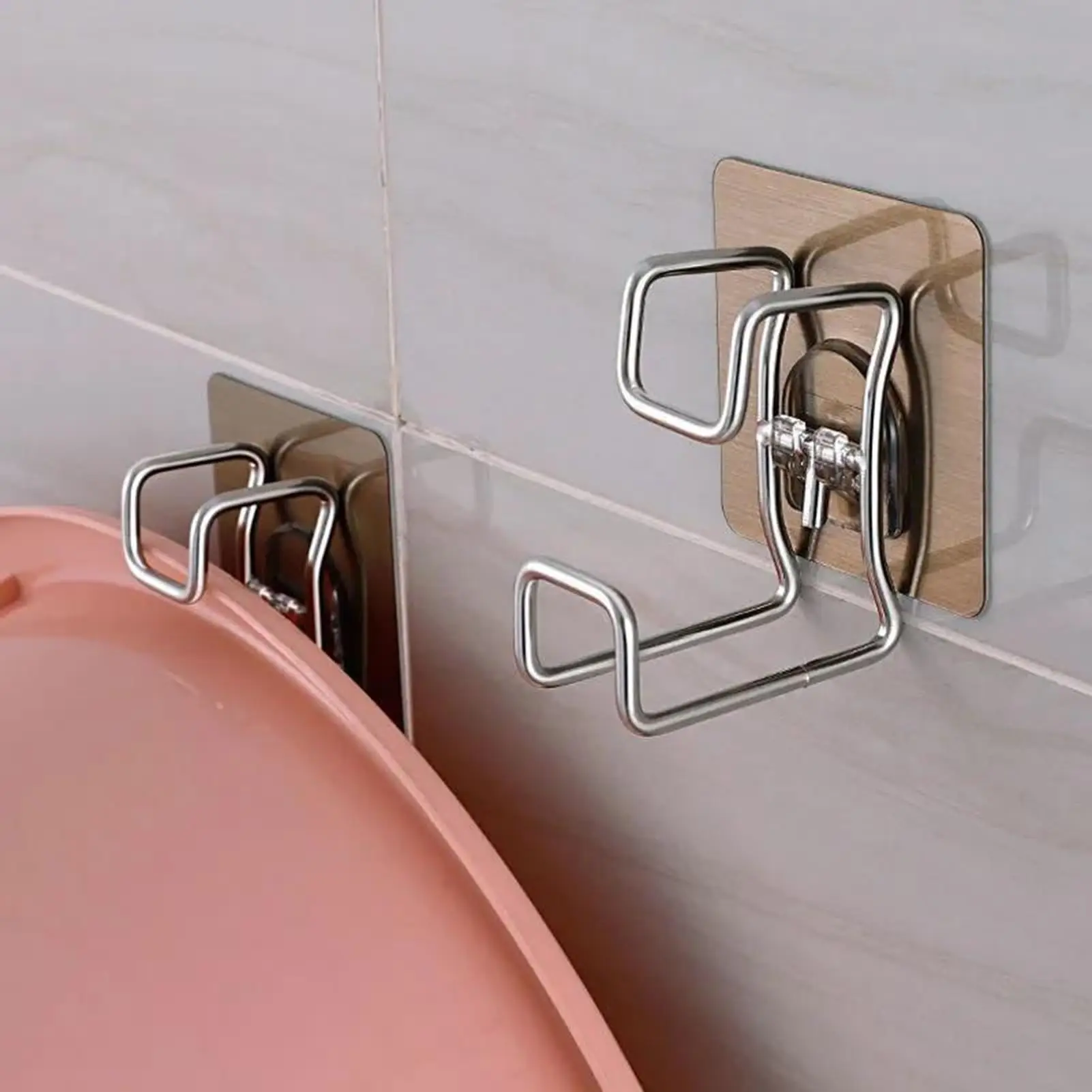 Adhesive Wall Hooks - Stainless Steel Heavy Duty Bathroom Storage Hooks | Space Saving