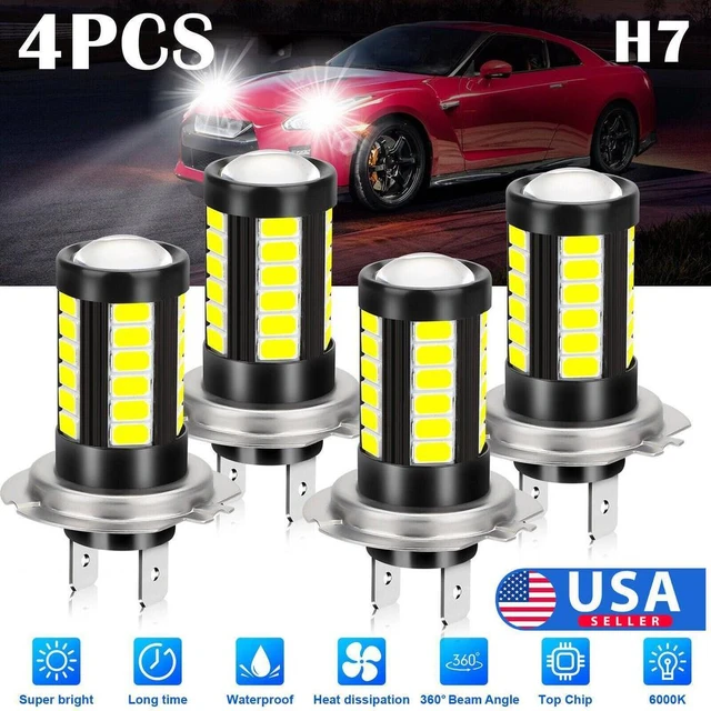 H7 LED Headlight High/Low Beam Fog/Driving Light Bulbs Kit 100W 8000LM  6000K White