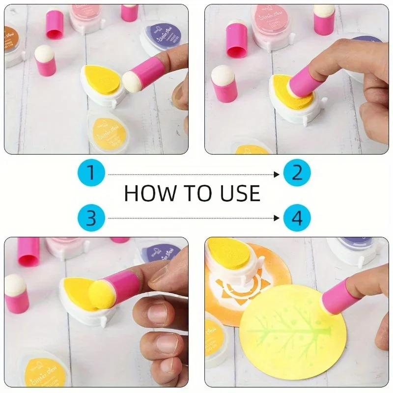 5pcs Finger Sponges Daubers, Finger Painting Sponge Brushes, Finger Painting Drawing Dauber for Painting, Drawing