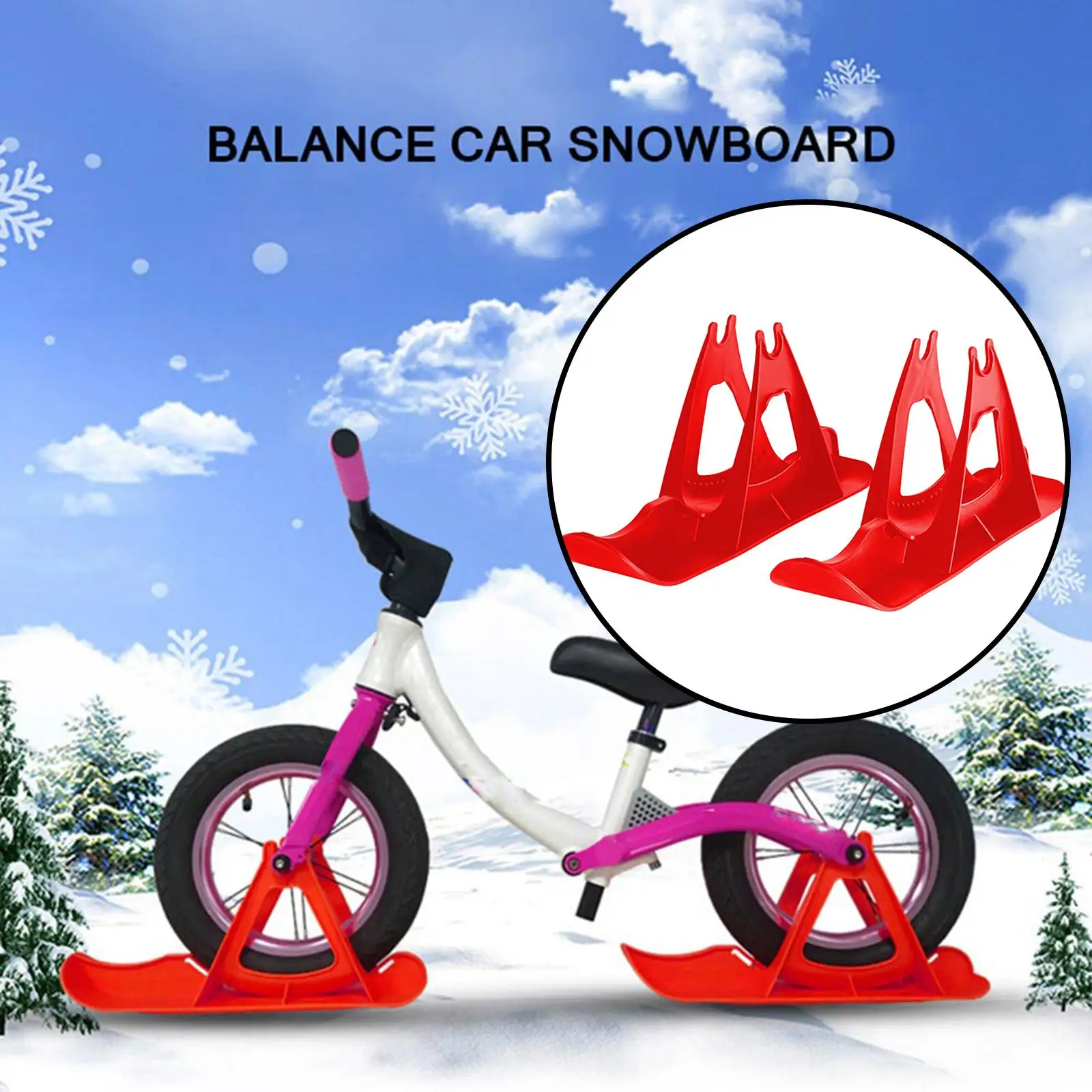 Ski Balance Bike Sled Winter Toy Sledge Attachment Grass Skiing Boards