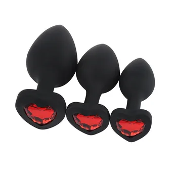 S/M/Lsize Heart-shaped black silicone anal plug Adult Toys for Men/Women Anal Trainer for Couples sex toys  silicone butt plug 6