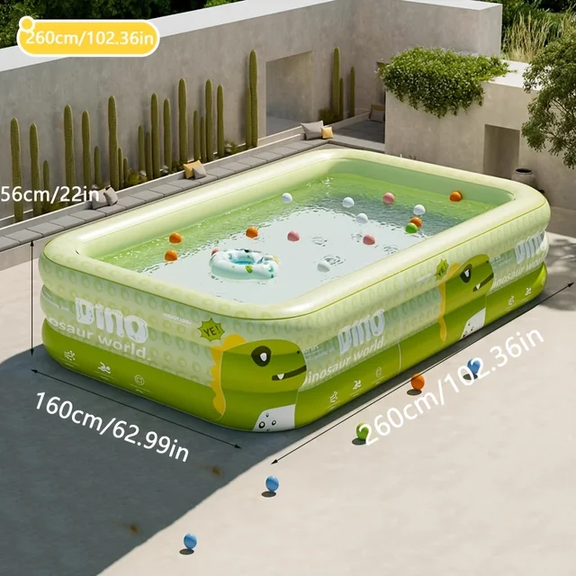 Colorful Inflatable Swimming Pool - Durable PVC Material, Safe and Non-toxic Integrated Design, Rectangular Summer Swimming Pool 2
