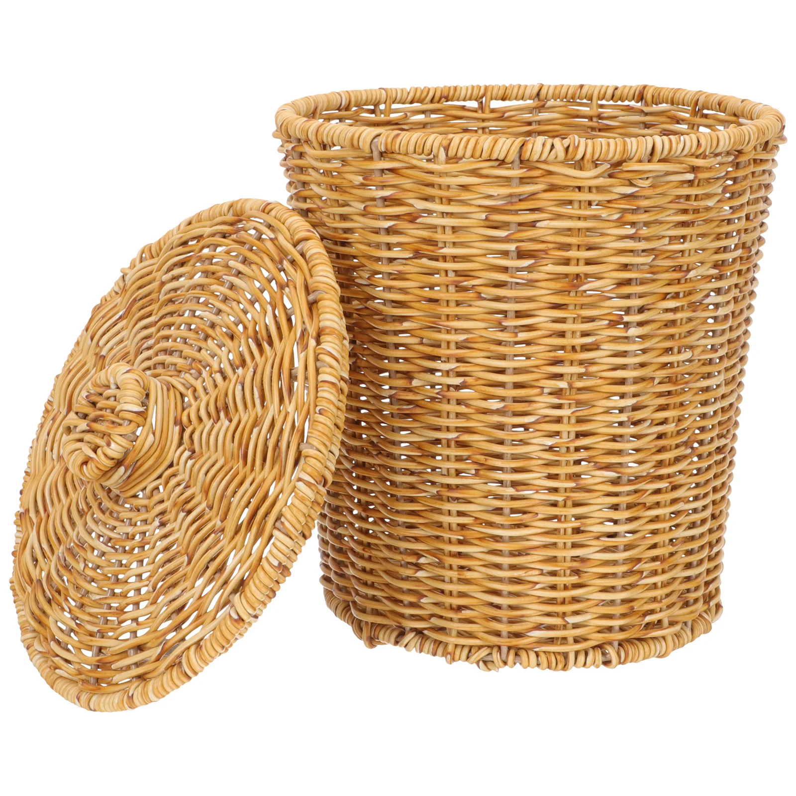 

Storage Weaving Basket Plants Handmade Hamper Sundries Container Simple Woven Trash Imitation Rattan Waste