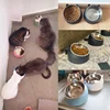 200ml Cat Bowl Lovely Creative Inclined Kitten Puppy Food Feeding Bowls Stainless Steel Cats Drinking Feeder Pet Feeders 2