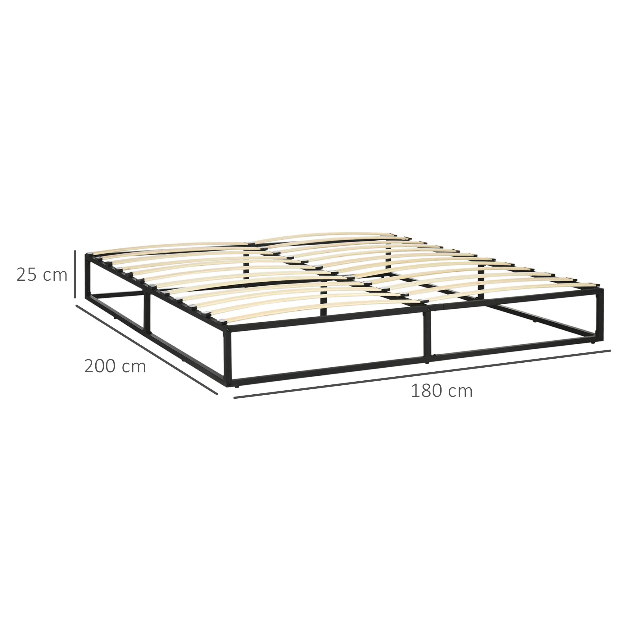 ZINUS Joseph Letto Matrimoniale 180x200 Con Struttura In Metallo Nero E Doghe In Legno - Contenitore Sottoletto - 2