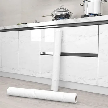 20M Kitchen Countertop Cabinets Waterproof Pearlescent White Stickers Oil Proof Bathroom Renovation Self Adhesive Wall Stickers 1