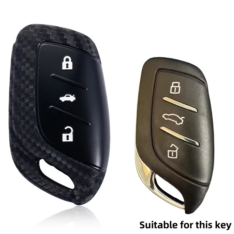 Carbon Fiber Style Silicone Car Key Cover Case