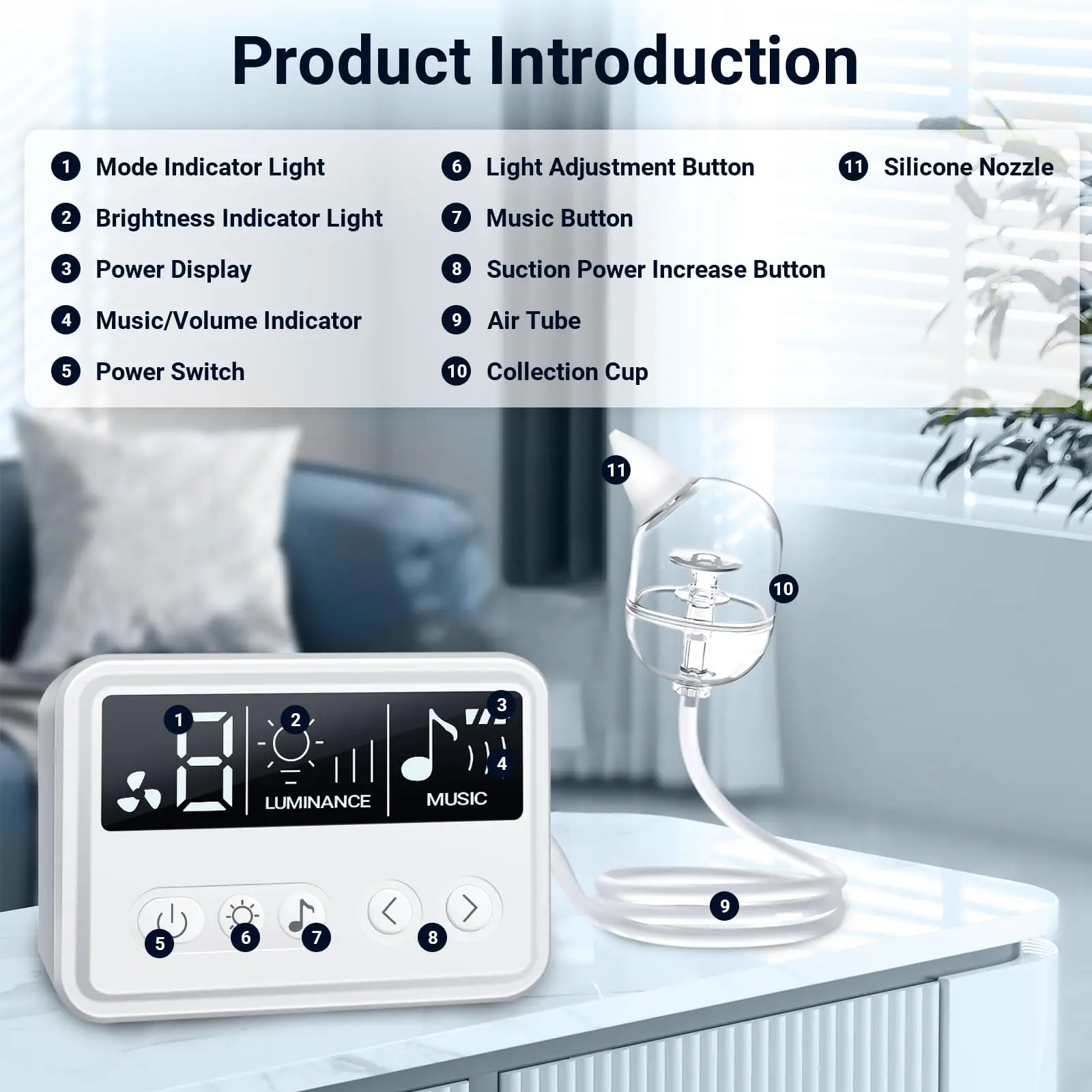 Baby Nasal Aspirator Nasal Irrigator Electric Nose Cleaner Built-In Music & Night Lamps