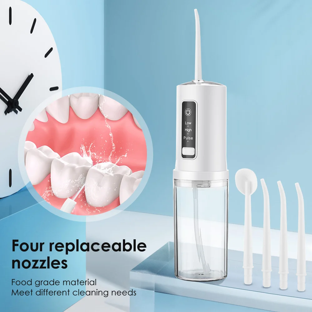 thumbnail image 2 of Irrigador bucal portátil Irrigador dental Irrigador bucal con chorro de agua Recargable por USB Irrigador bucal con 4 boquillas de chorro 230 ml IPX7 Resistente al agua, 2 of 6