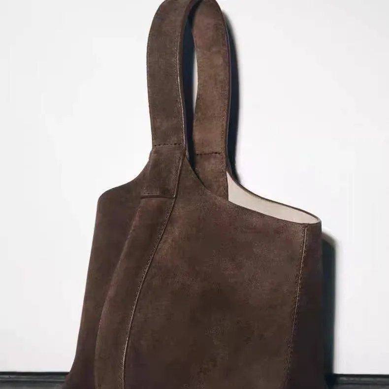 Suede Sewing Thread Retro Women's Shoulder Bags Casual Versatile 2025 New Solid Colors High Capacity Casual Tote