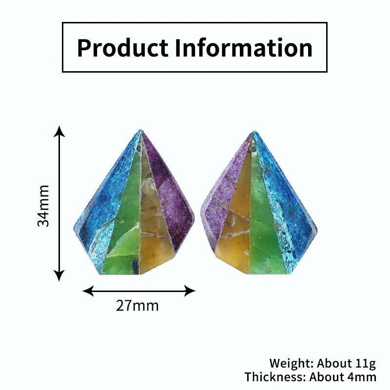 Natural Gemstone Chrysocolla,Yellow Opal,African Purple Stone Fashion Intarsia Earrings Accessories For Women 34x27x4mm 11g