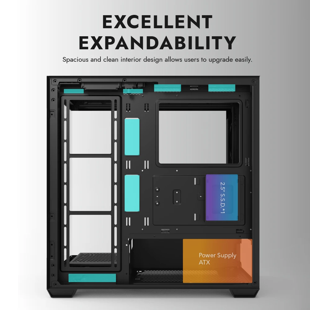 Aigo AS900 PC Case 270&deg; Panoramic Design ATX M-ATX ITX Sea View Room Side Transparent Desktop Chassis Diy Gaming Computer Case pc case pc chassis computer chassis frame