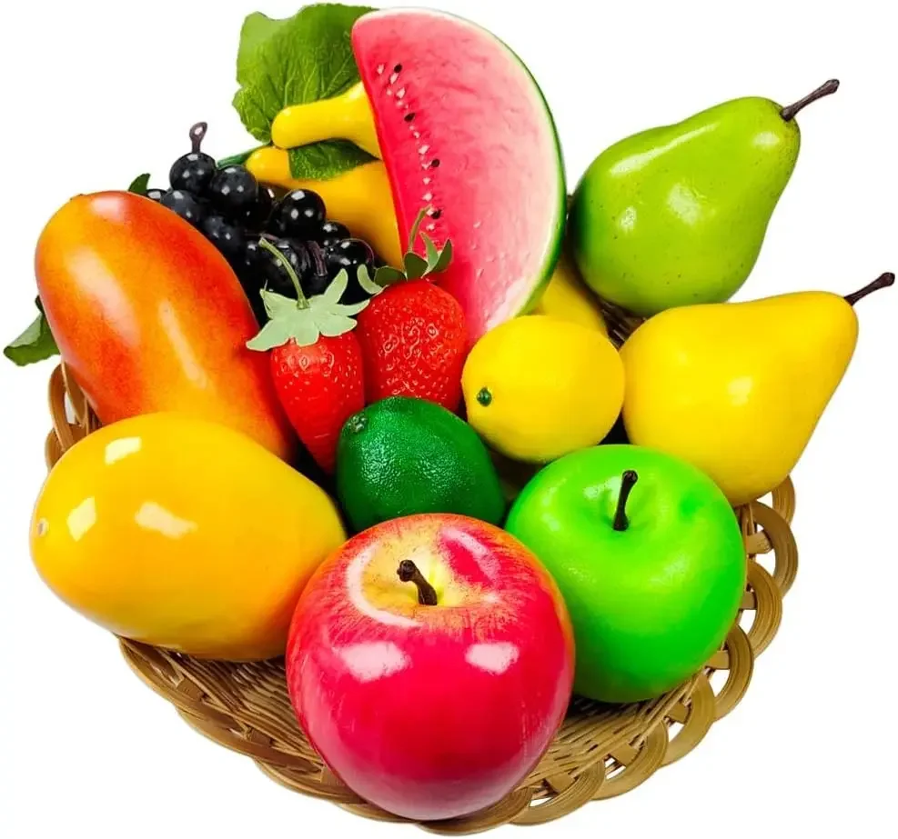 Artificial Fruits and Vegetables Artificial Fruits for Home Decoration Fake Strawberry Mango Bananas Party Christmas Model for Photoshoot 14 PCs/Set