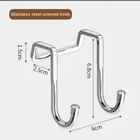 201 Stainless Steel Hook Free Punching Double S-Shape Hook Kitchen Bathroom Cabinet Door Back Type Coat Towel Storage Hanger 6