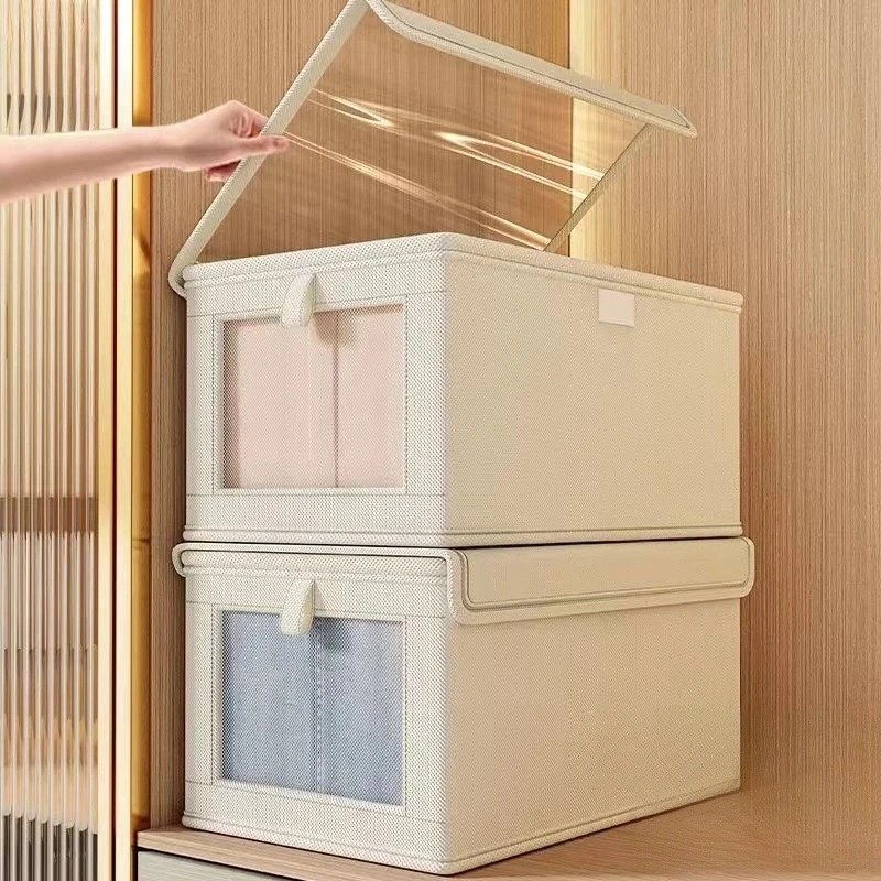 Clothes Organizer with Clear Cover Large Capacity Clothing Storage Box Oxford Cloth Jeans Underwear Bra Socks Wardrobe Organizer 5