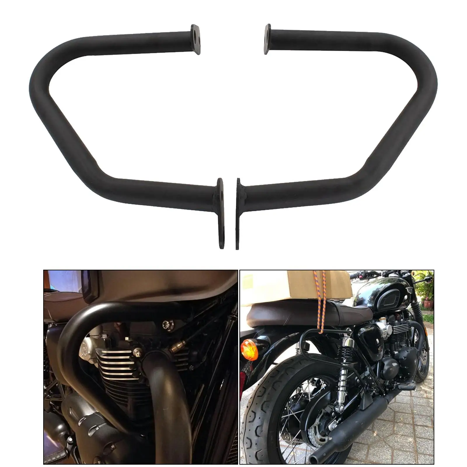 2x Black Motorcycle Engine Guard Protector Crash Bars Replacement for Thruxton 1200 2016-2019