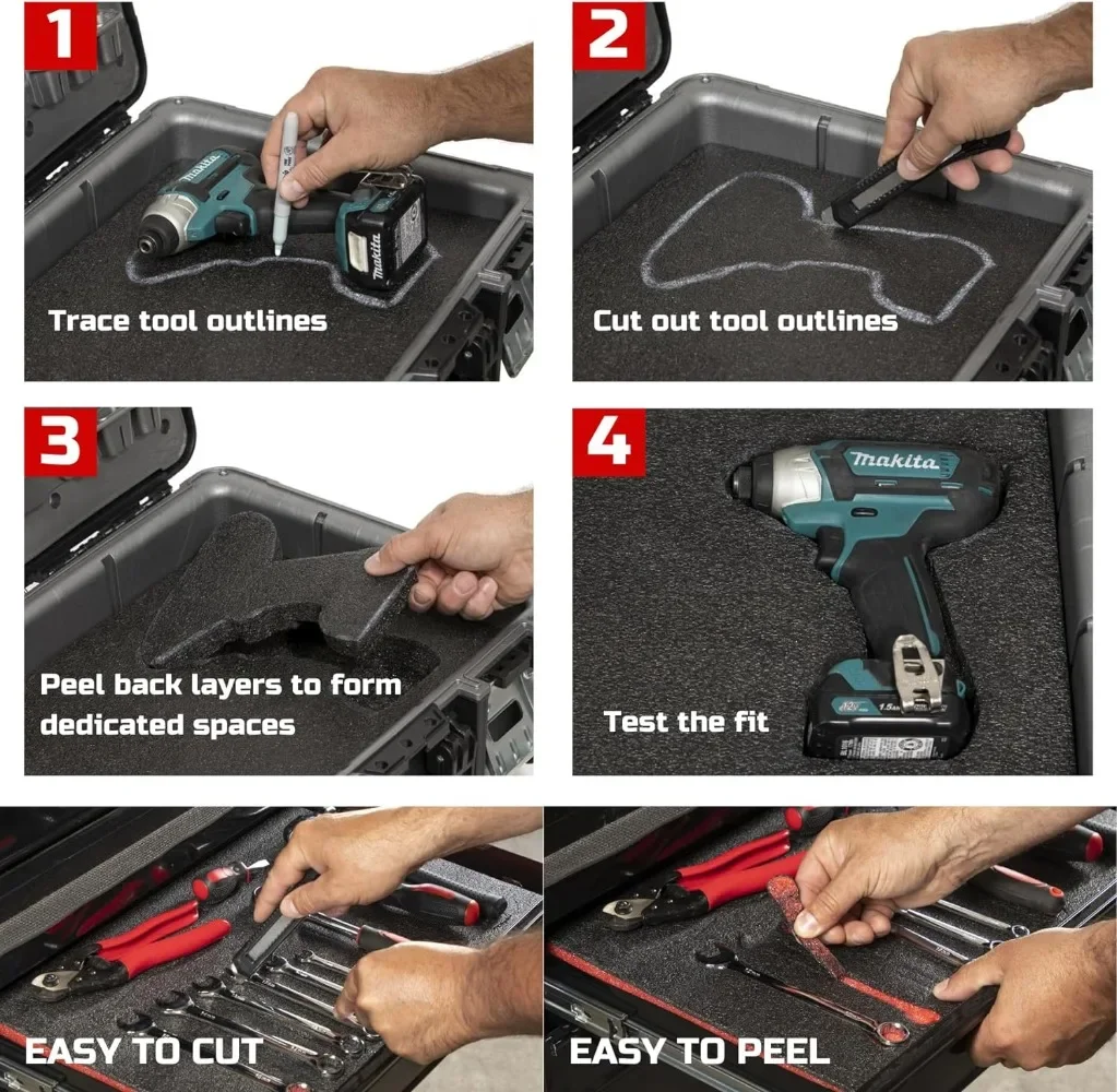 Tool Box Foam Organizer 2Pack 1pc 48x24x2in & 1pc 48x24x1in Toolbox Foam Inserts 6