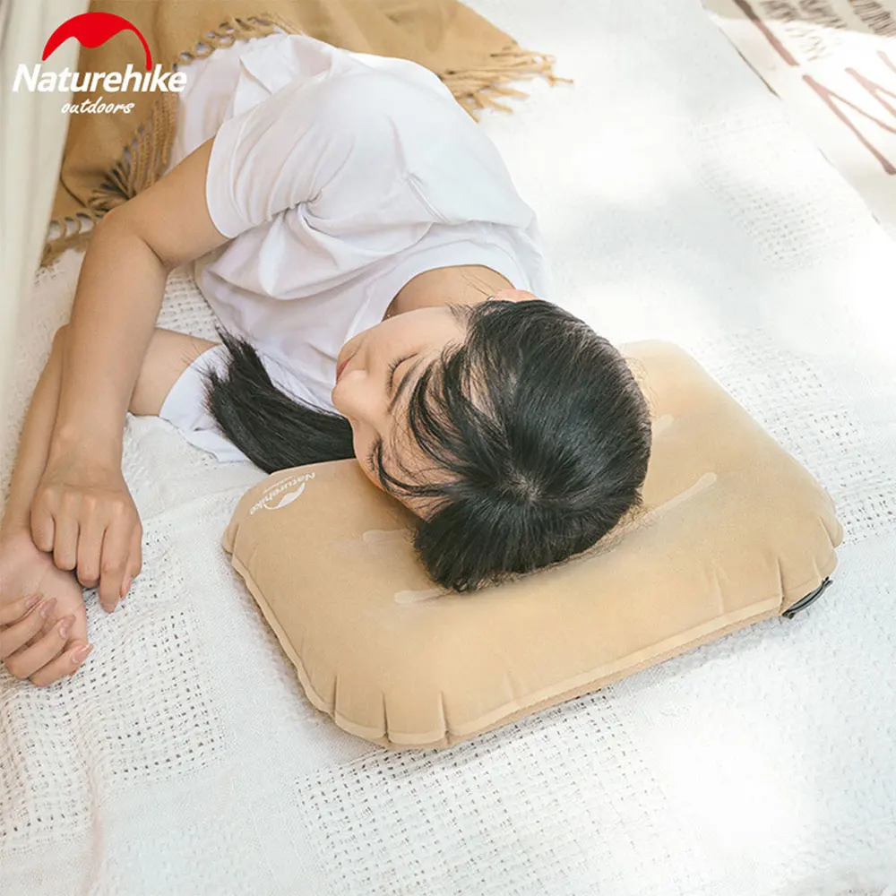 Naturehike TPU Flocking Comfortable Sleep Pillow,Outdoor Camping Inflatable Pillow,Portable Travel Camping Office Rest Supplies