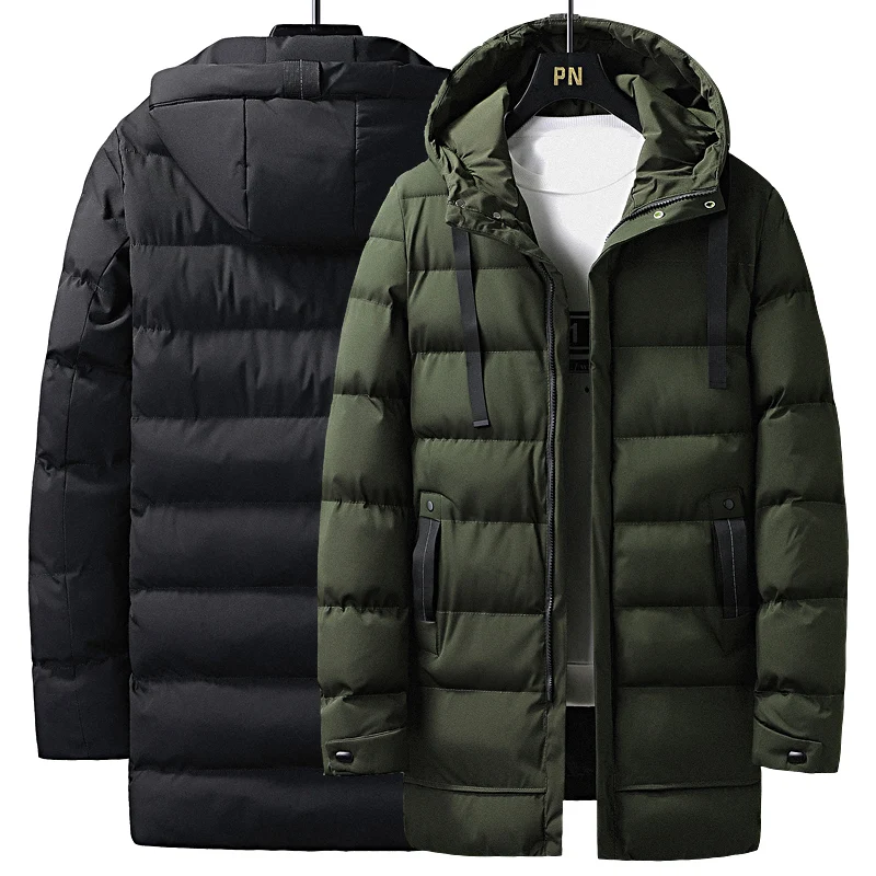 Puffer Jacket Men 8XL Thick Warm Winter Jackets Plus Size Hooded Long Coats Fashion Casual Cotton Padded Parkas Man Outwear Top