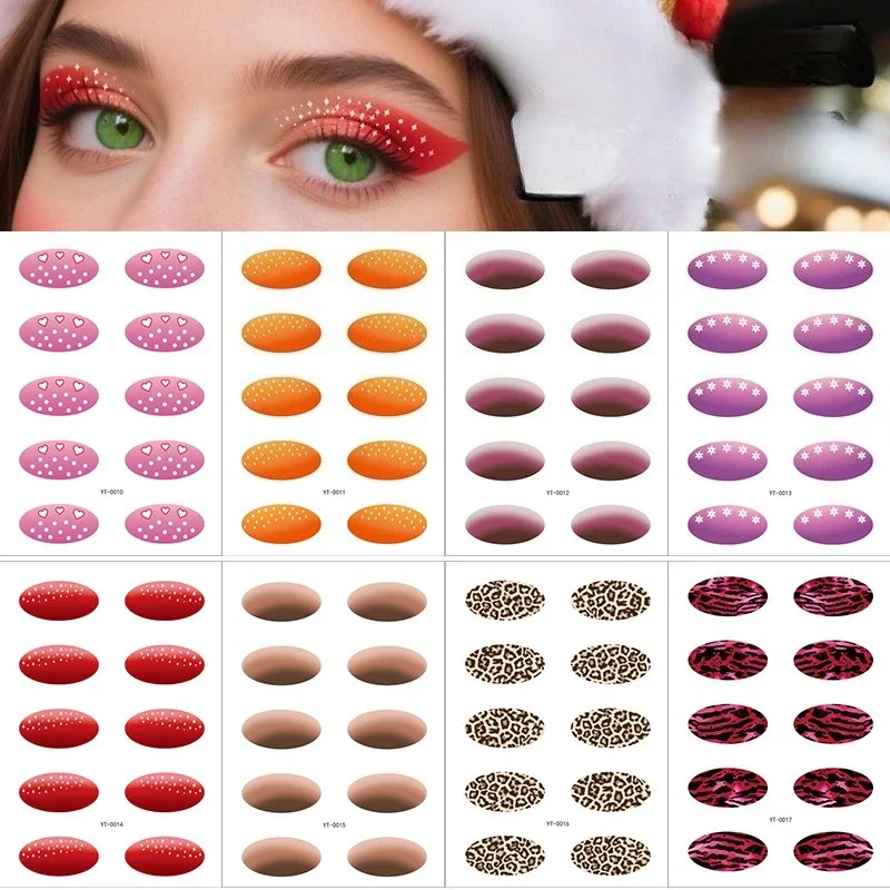 varianti adesivi ombretto occhi YT con colori rosa arancio viola rosso e leopardato