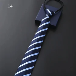 Elegant Blue and Black Striped Men's Dress Shirt with Zipper Neck and Tie (C3)