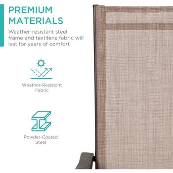 Set of 2 Outdoor Patio Chaise Lounge Chair Adjustable Reclining Folding Pool Lounger for Poolside,Backyard,250lb Weight Capacity 4