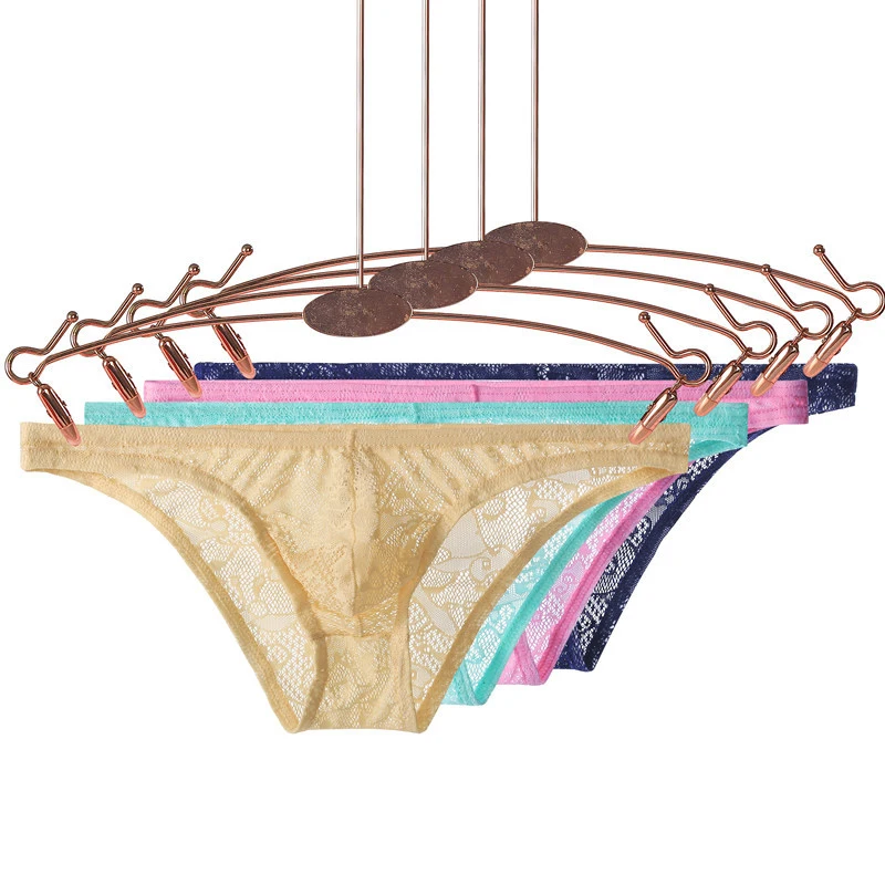

2022 Hot Sexy Men's Intimate Underwear Low Rise Translucent Bikini Ice Silk Breathable Stretch Soft Panties Briefs Lingerie