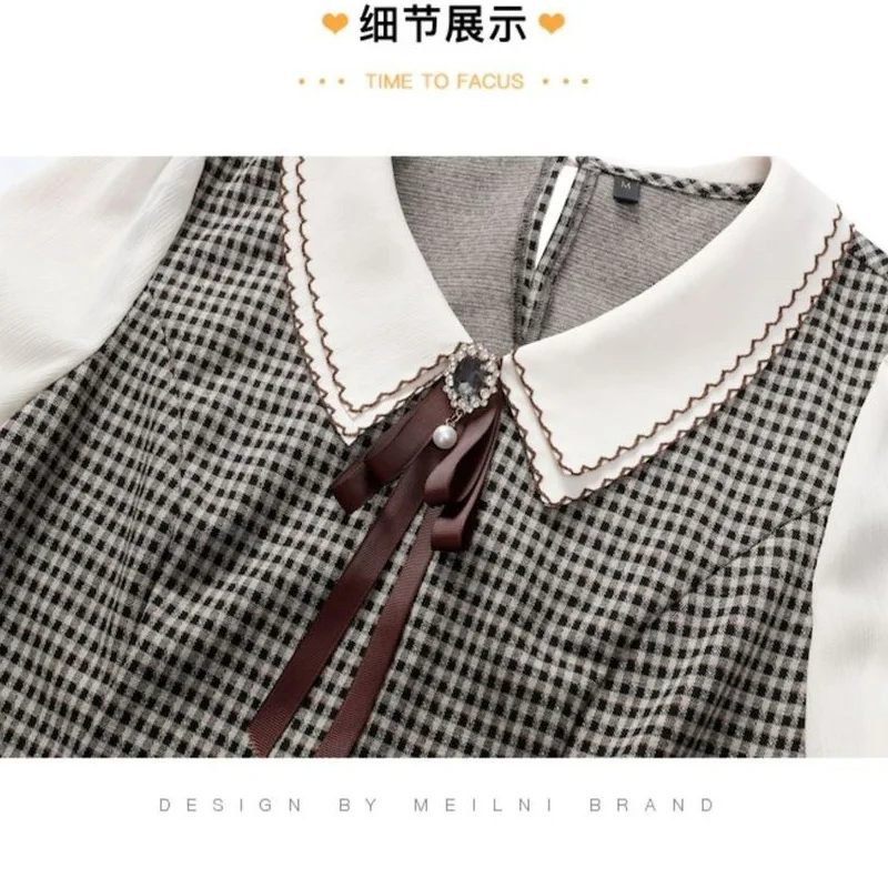 Spring Autumn New Turn-down Collar Long Sleeve Fake Two