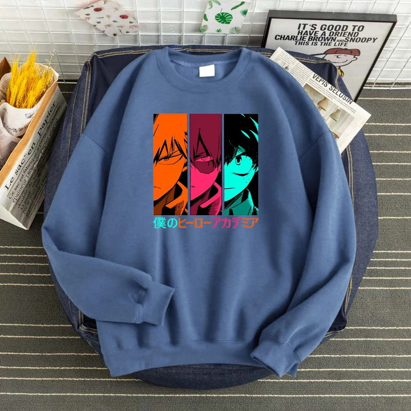 

My Hero Academia Izuku Bakugou Todoroki Print Hooded Thick Comfortable Tops Hip Hop Casual Male Hoodies Oversized Soft Men Hoody