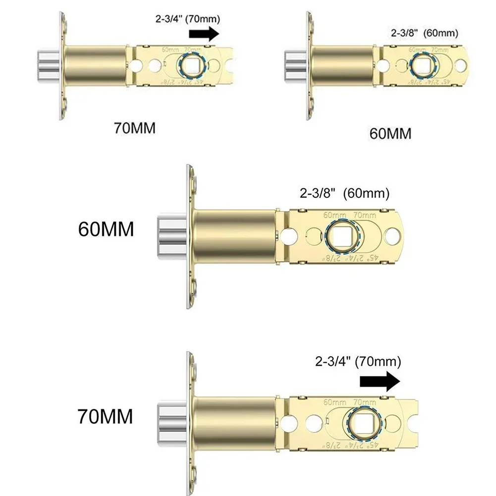 Bathroom Door Lock Body Single Tongue Lock Bolt Door Hardware 45 Degrees 60-70 Adjustable Interior Latch Tubular