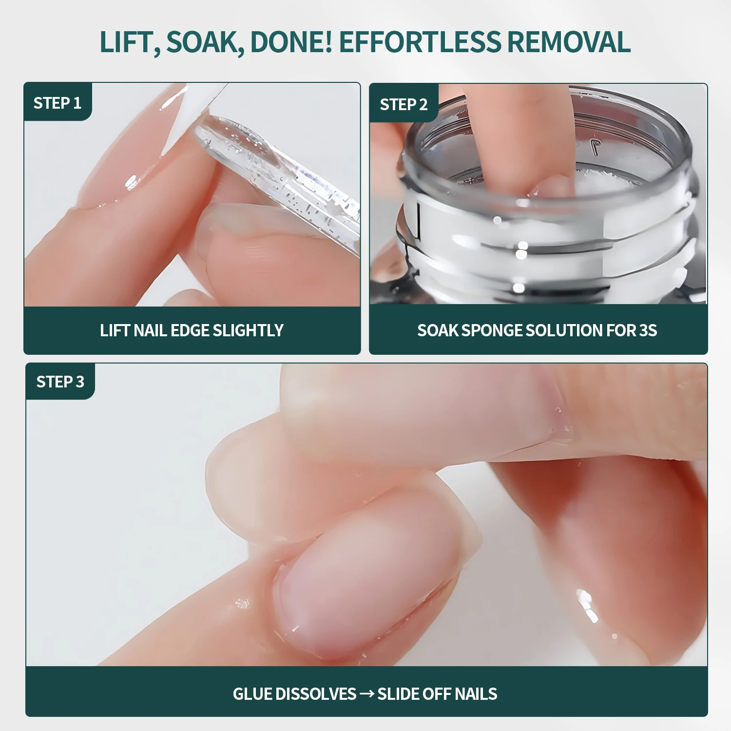 Nailpop Innovative Nail Sponge Remover 80ml Gentle No Damage Easy Press-on Nails Removal No Damage to Nail Tips Reduce Waste