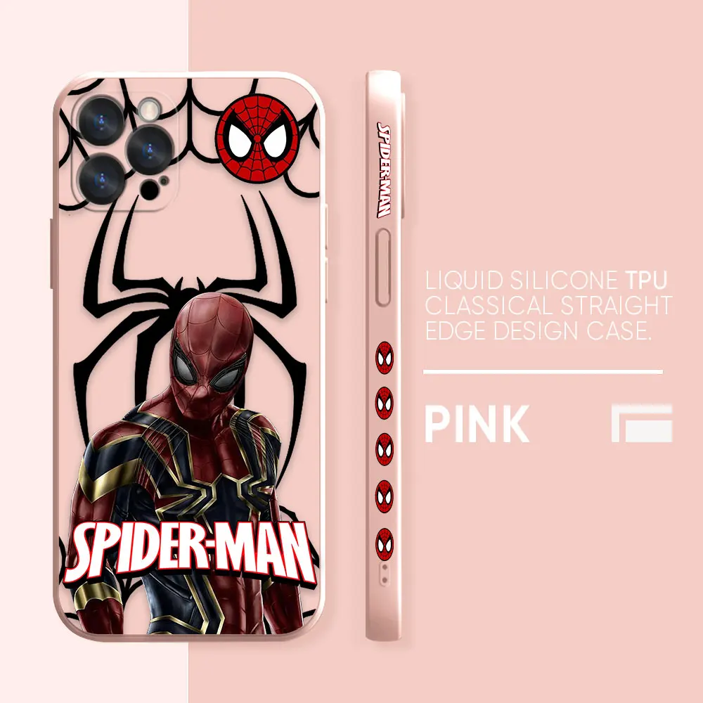 thumbnail image 1 of Funda para iPhone 14 13 12 11 Pro XS Max Mini X XR 7 8 6 6S Plus Color Simple funda de silicona líquida Marvel's Hero Spider-Man, 1 of 5