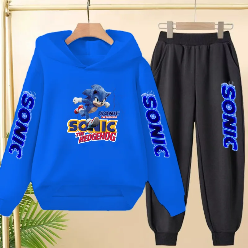 Cozy Blue Kitten Print Winter Sweatshirt and Jogger Set