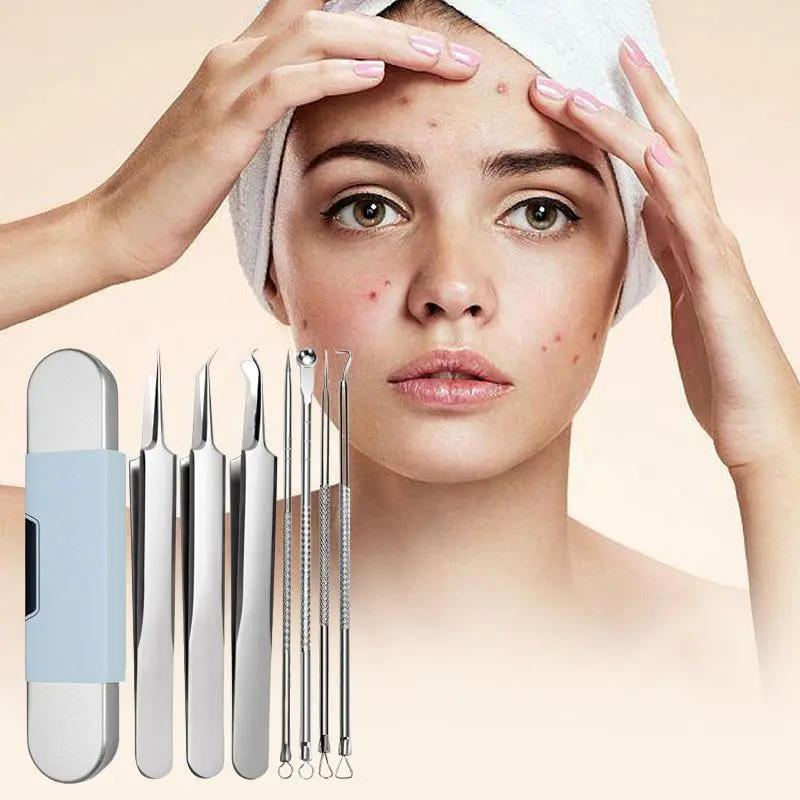 Stainless Steel Blackhead Remover Tool Kit Acne Blemish Pimple Extractor Remover Needles Face Skin Care Cleaning Tools