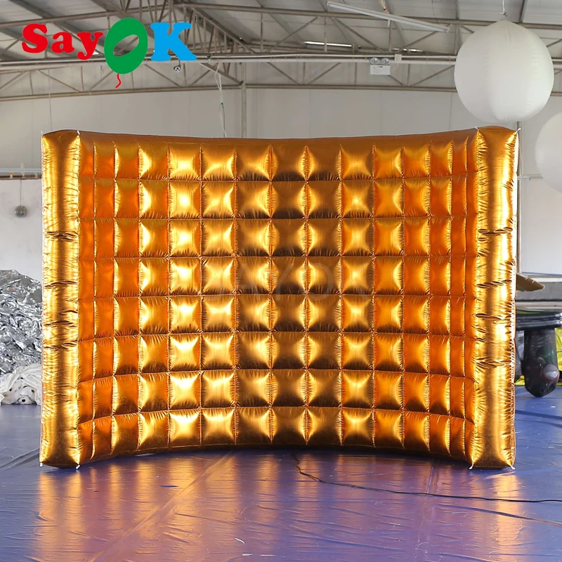 

3x1.5x2.4m Golden Inflatable Photo Booth Backdrop Inflatable Wall for Party Wedding Events