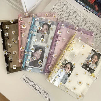 Classeur Transparent Daisy A5 Kpop, organisateur d'album Photo, carte photo, couverture de livre de collection avec 6 anneaux, Journal intime, fournitures scolaires 1