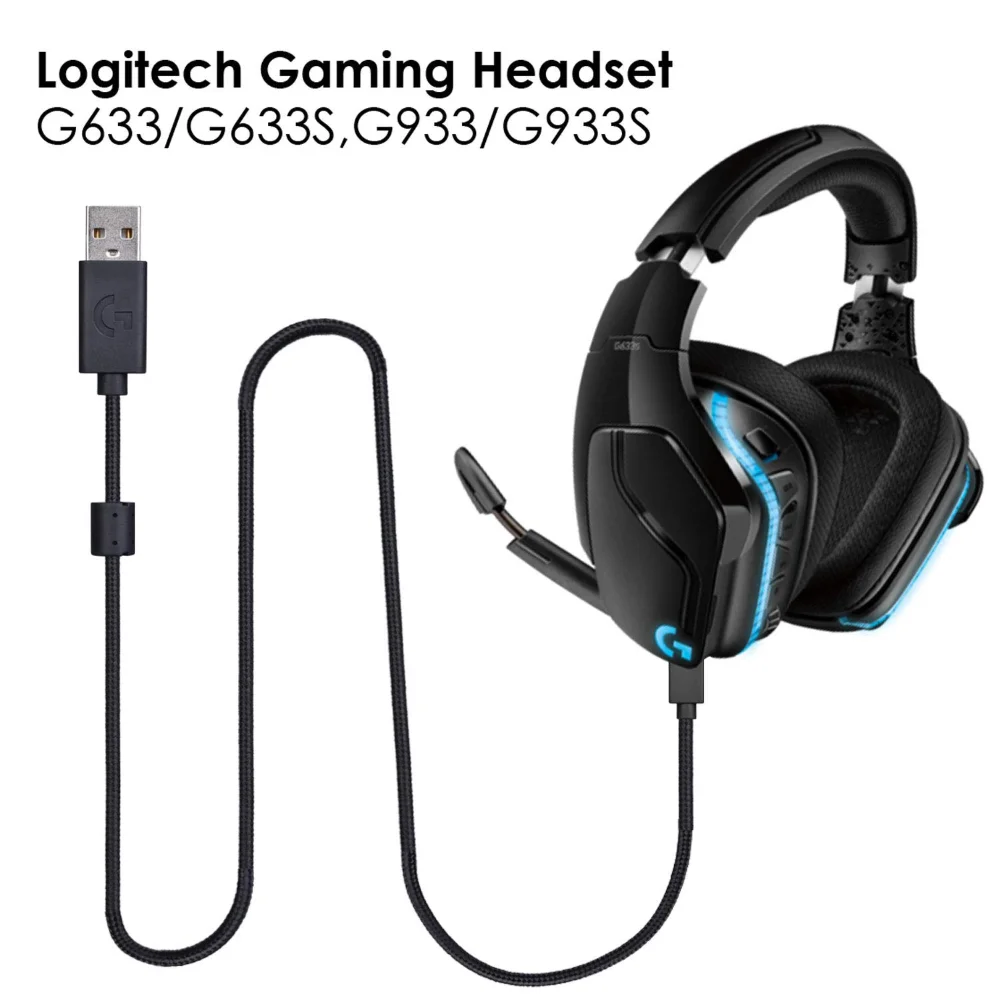 Ofc Nylon Trançado Substituição Usb Carregamento Cabo de Dados de Áudio Cabo de Extensão para Logitech G635 G633 G933 G935 G633s G933s Headsets - Image 5