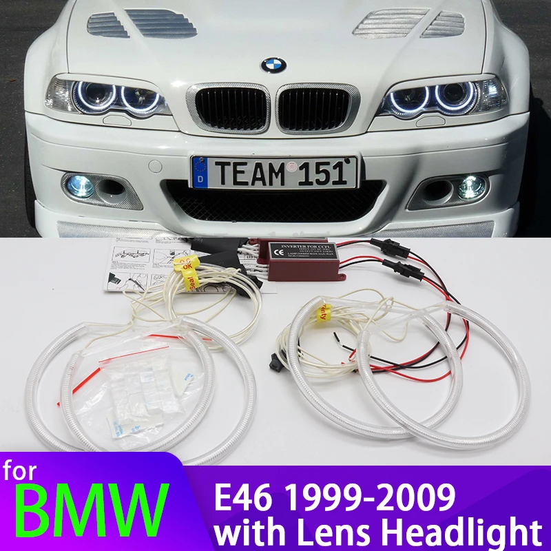 

4 Pcs CCFL Angel Eyes Kit Warm White Halo Ring Headlamp For BMW 3 Series E46 316i 318i 320i 323i 325i 328i HID Headlight 1990-00