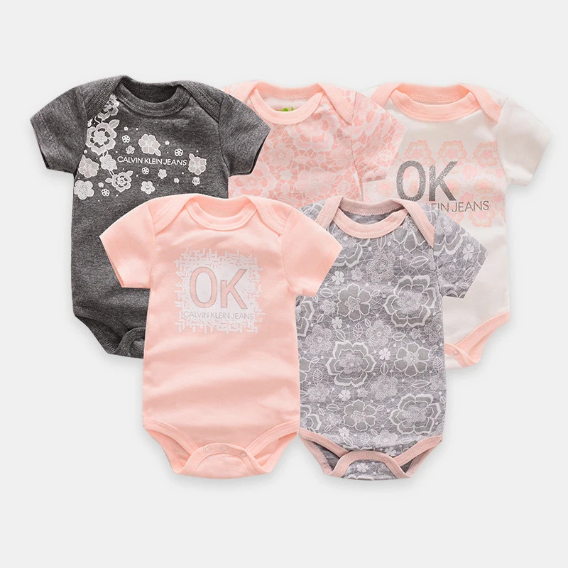 Ircomll 5 Pairs/lot Baby Boy Girl Clothes Newborn Infant Short Sleeve Cotton Bodysuits for Babies Baby Girl Set Baby Costume
