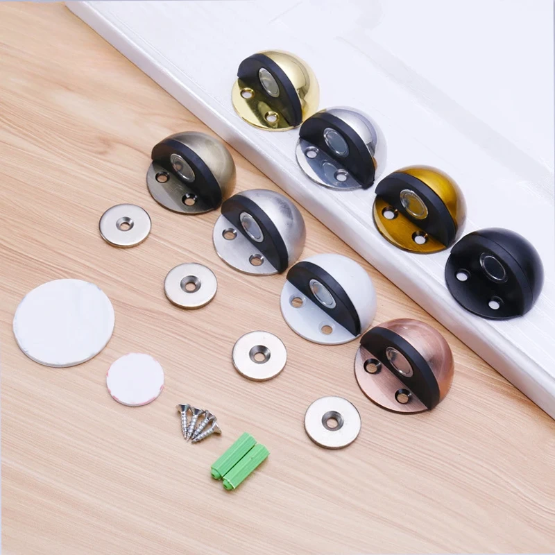 Doorstop Non Punching Sticker Stainless Steel Rubber For Floor