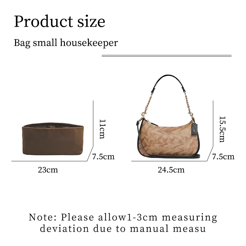 TINBERON Nylon Bag Organizer Handbag Inner Bag Purse Insert Cosmetic Bag Portable Travel Storage Makeup Bag Liner Support Shaper