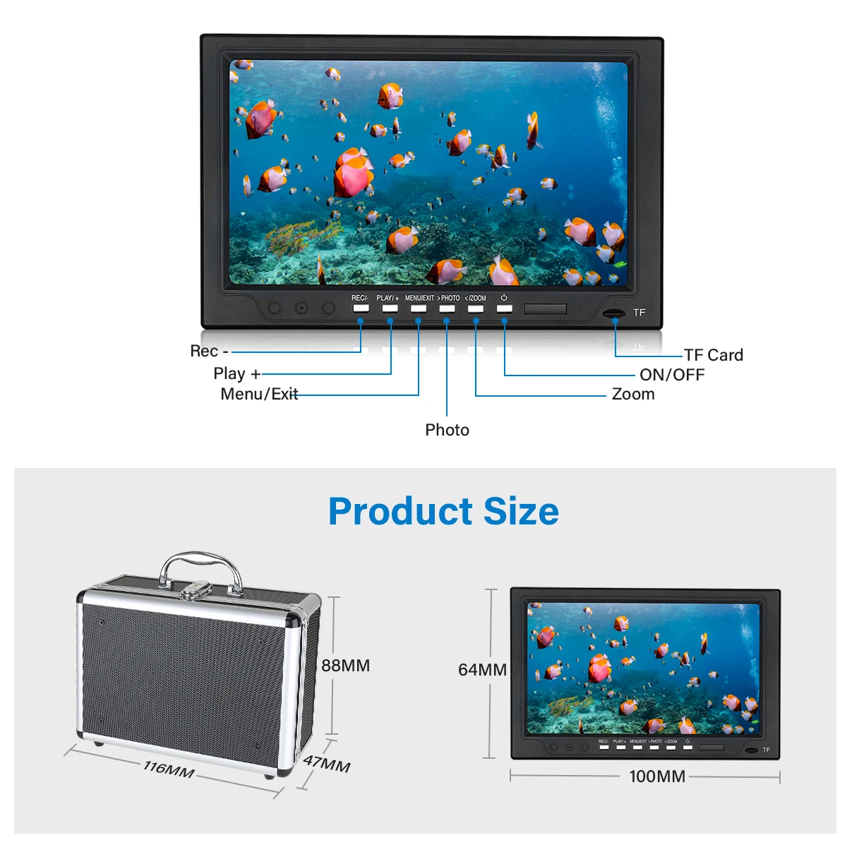 DVR Fish Finder 10 inch Underwater Fishing Camera 1080P